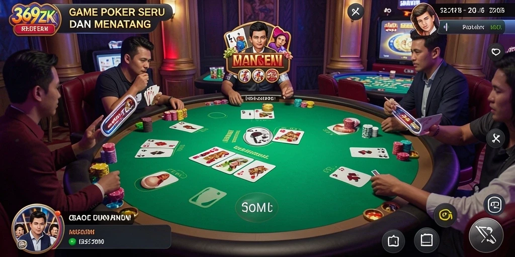 Tampilan gameplay Poker yang menegangkan dan seru di 369ZK.
