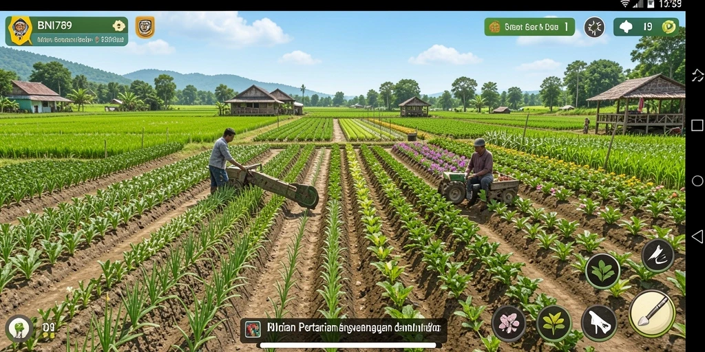 Screenshot permainan BNI789 menampilkan aktivitas pertanian yang seru.