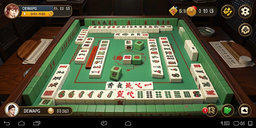 Tampilan gameplay DEWAPG menampilkan ubin Mahjong yang menarik.