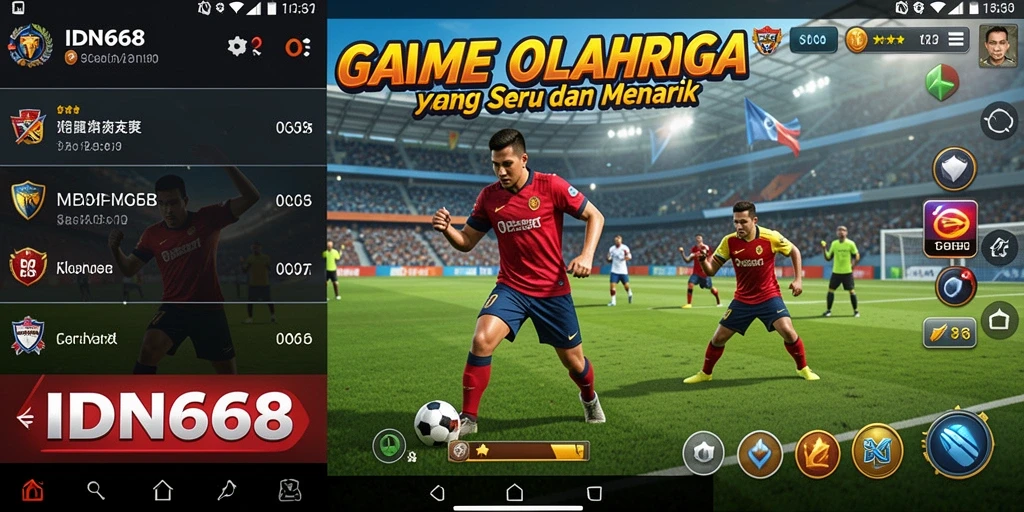 Tampilan utama gameplay IDN668 dengan aksi olahraga yang intens.