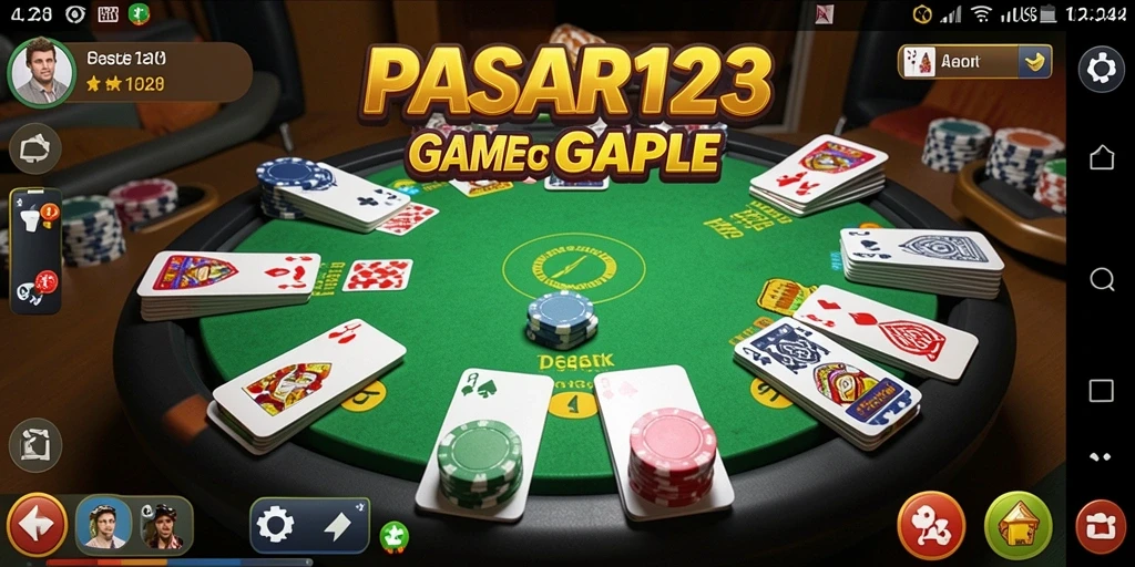 Screenshot PASAR123 menampilkan gameplay Gaple yang seru dan interaktif.