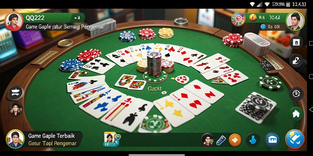 Tampilan gameplay seru dalam game Gaple QQ222 yang mengasyikkan.