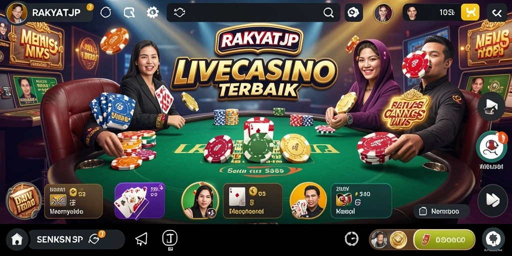 Screenshot RAKYATJP menampilkan gameplay Live Casino yang mendebarkan.