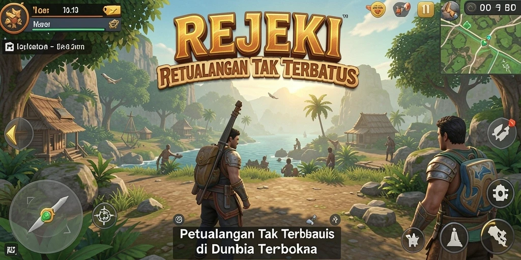 Menampilkan gameplay epik di dunia terbuka REJEKI.