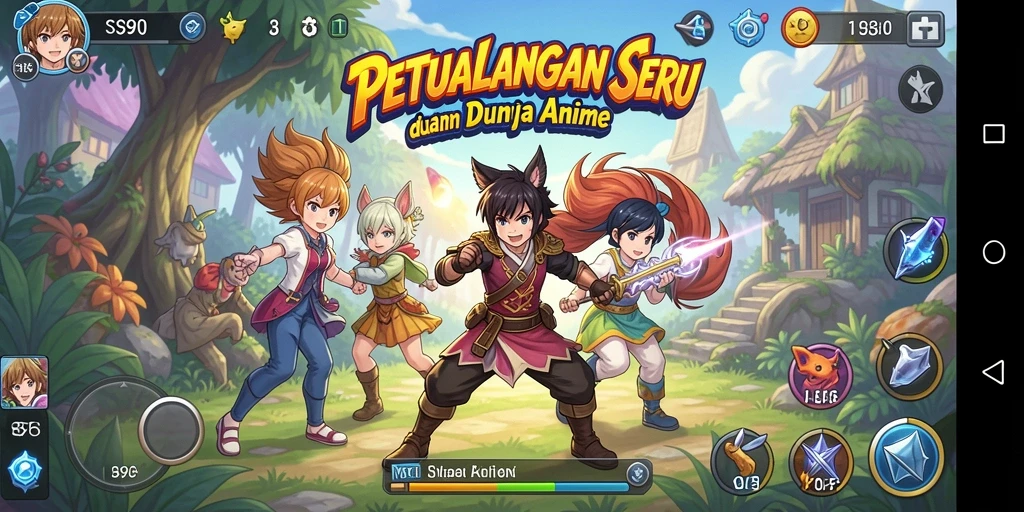 Screenshot gameplay S80 yang menunjukkan pertarungan seru dan karakter anime.