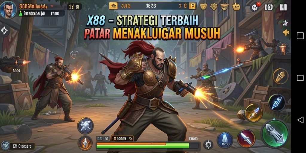 Tampilan gameplay X88 yang memukau dalam pertempuran strategi.